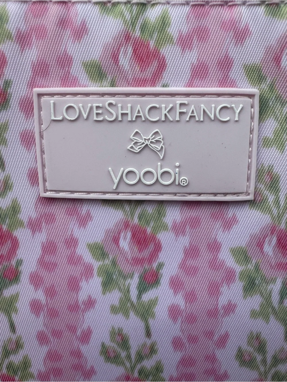 LoveShackFancy Kids Floral Ruffle Accessory Pouch — Pink & White